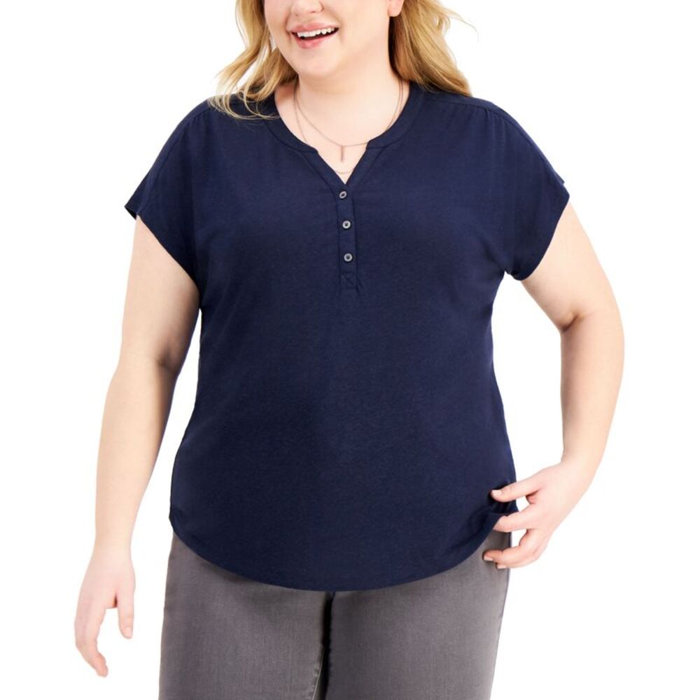 Style & Co Plus Size Split Neck Top